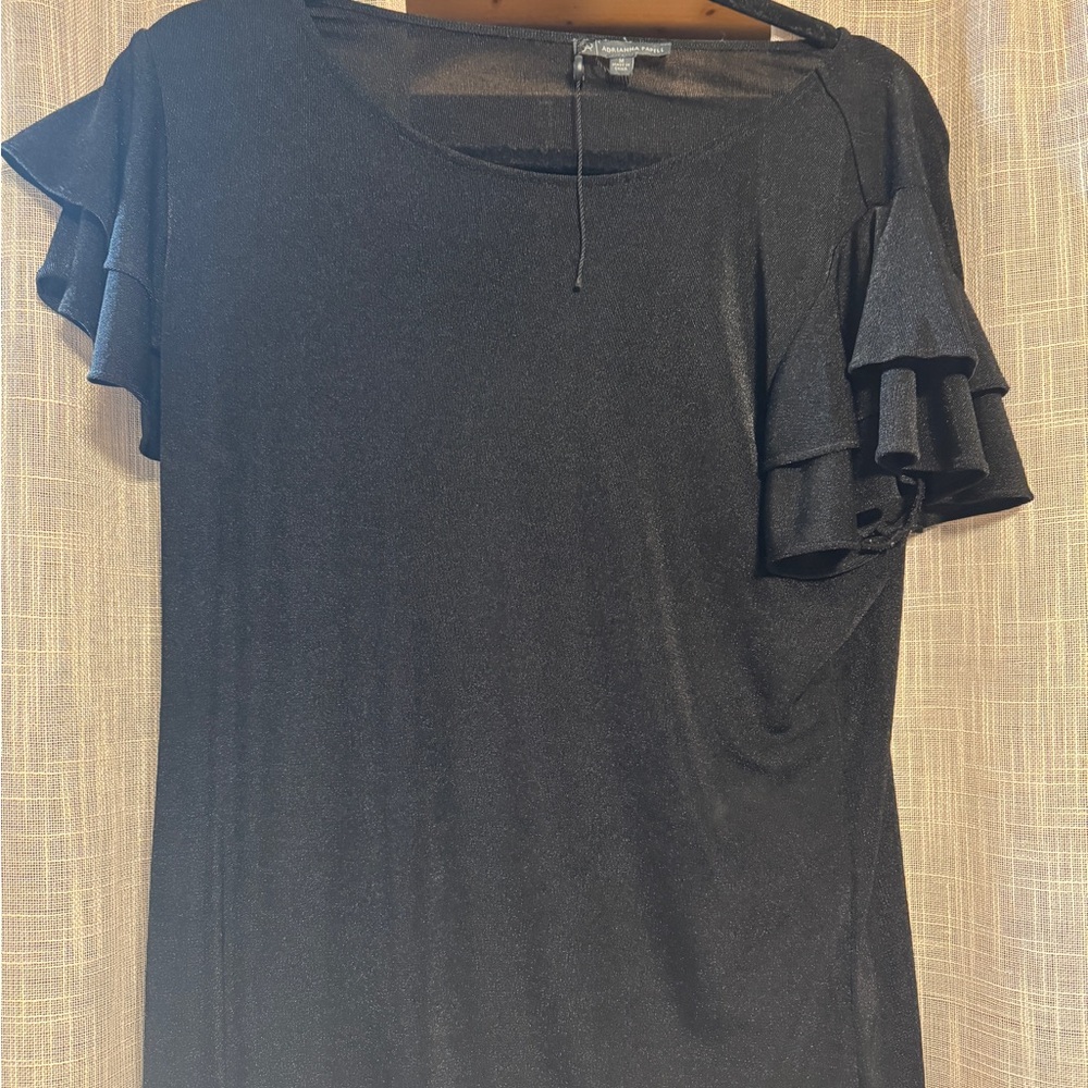 Adrianna Papell Black Ruffle Sleeve Blouse